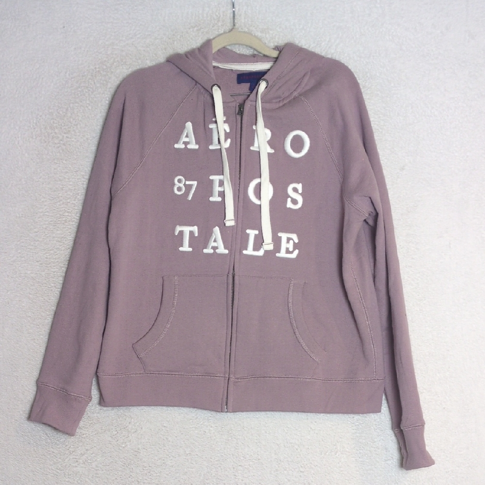 Aeropostale Womens Purple Cozy Preppy Zipper Hoodie Size L